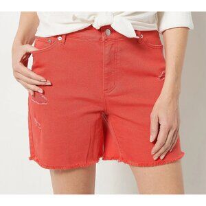 NWT Candace Cameron Bure Color Denim Short Sz 20 Cherry Red Distressed Pockets